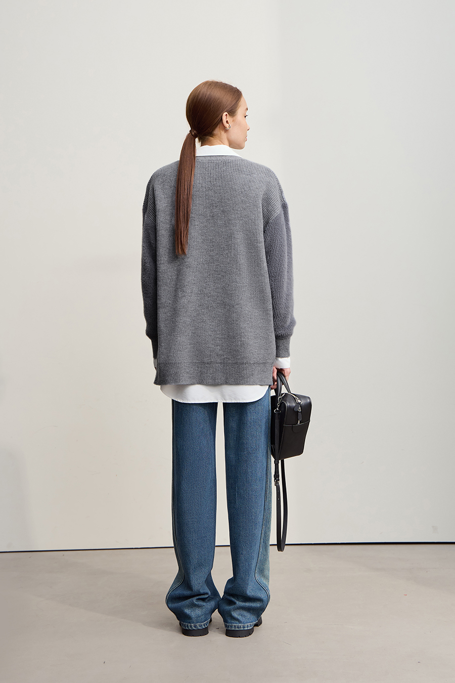 Drop Shoulder V - Neck Knitted Cardigan|AMII-AMII.com