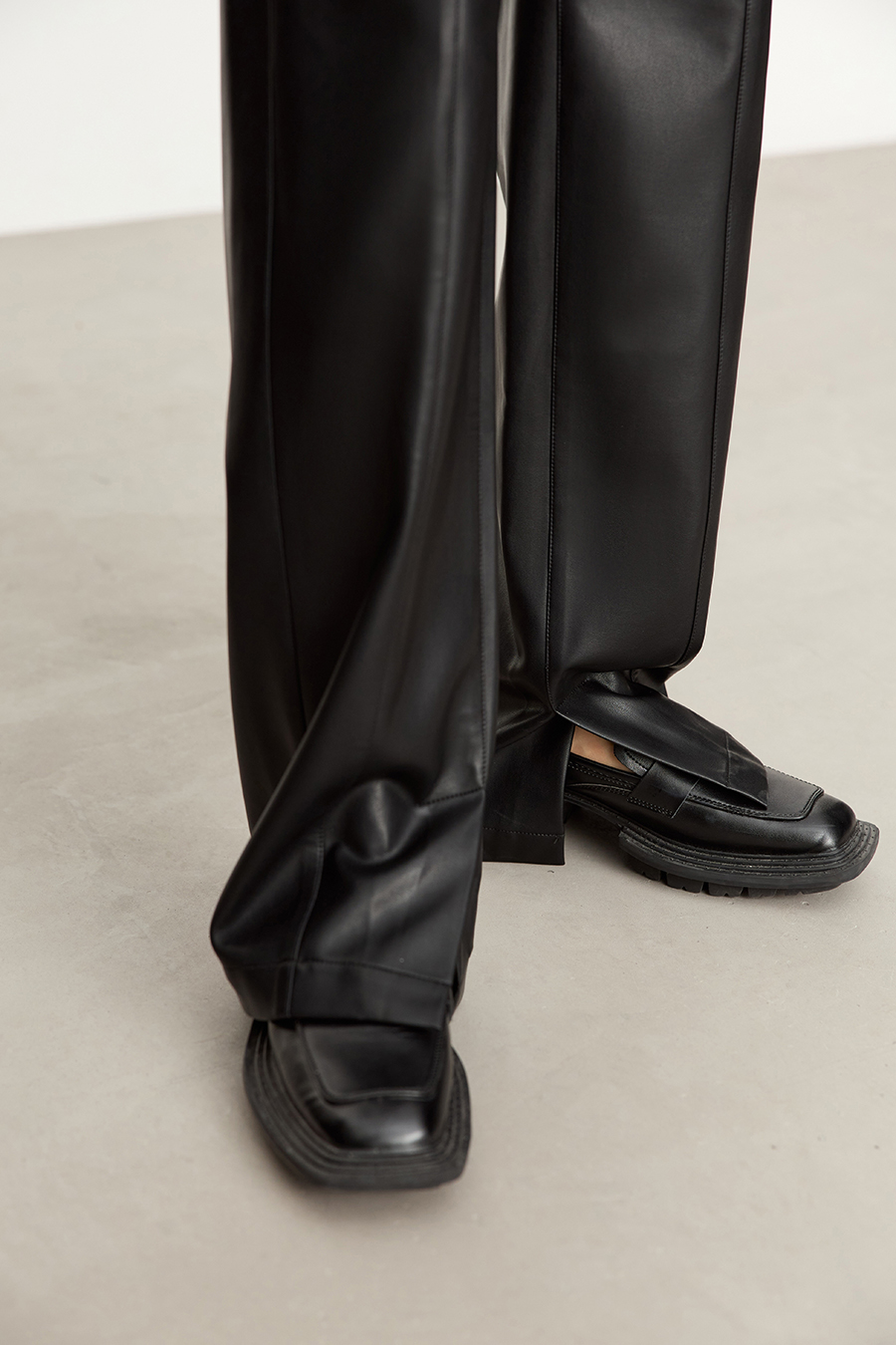 Eco - Leather Casual Long Pants|AMII-AMII.com