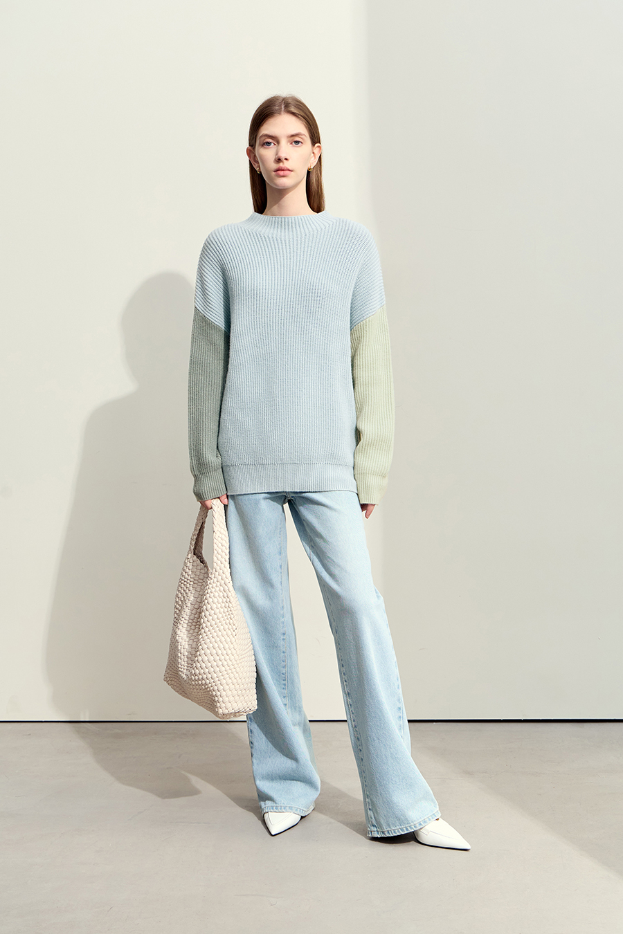 Drop Shoulder Color - block Sweater|AMII-AMII.com