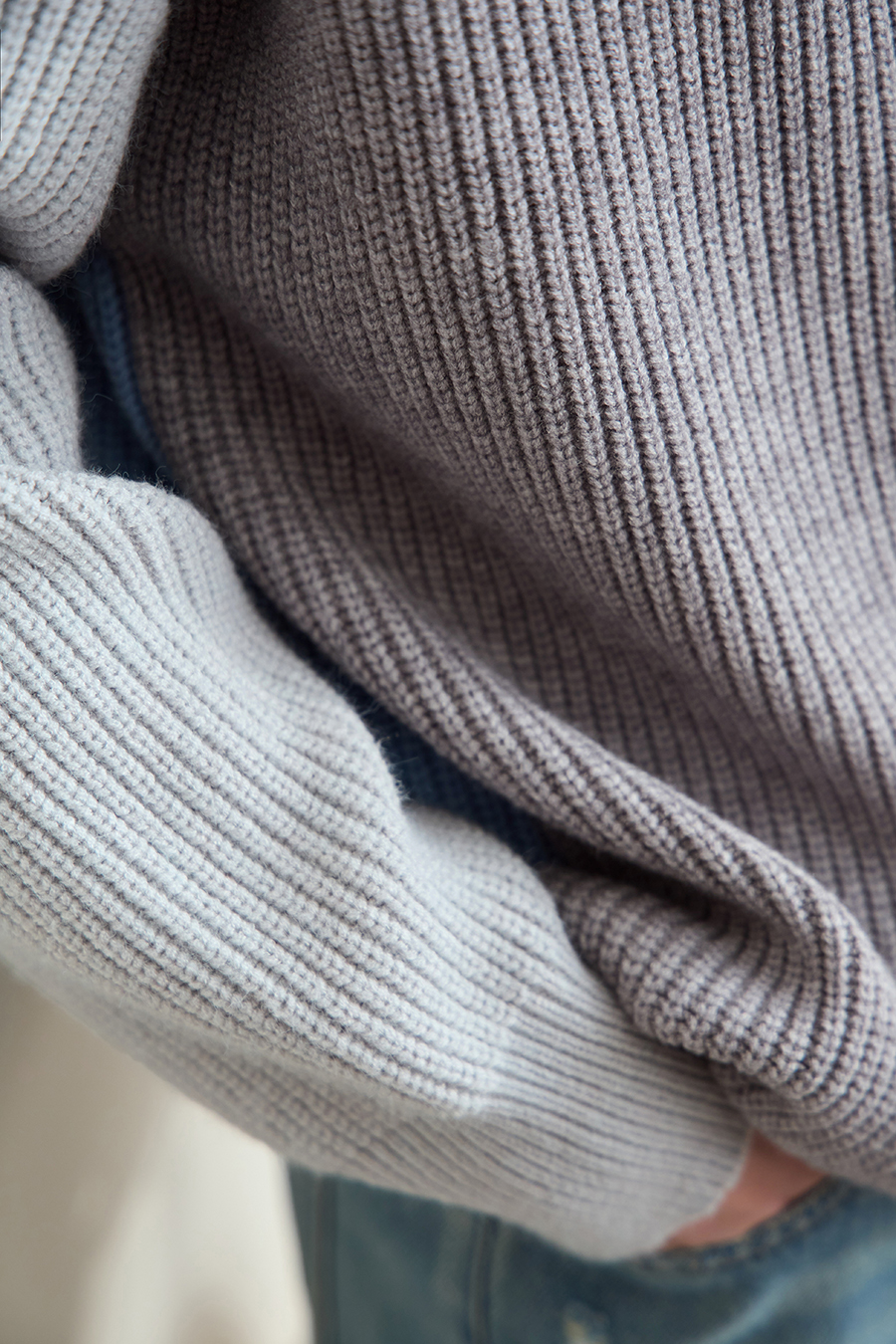 Drop Shoulder Color - block Sweater|AMII-AMII.com