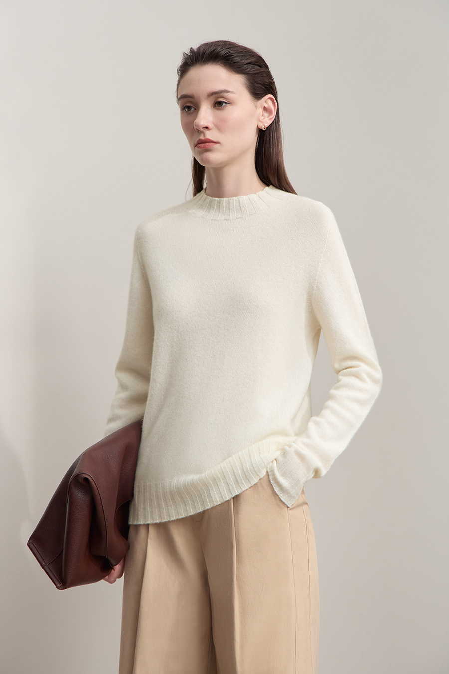 All - Wool Mock Neck Sweater|AMII-AMII.com