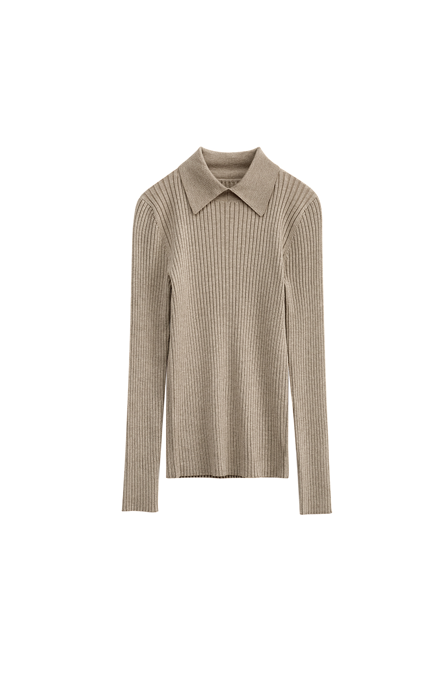 Lapel Ribbed Sweater|AMII-AMII.com