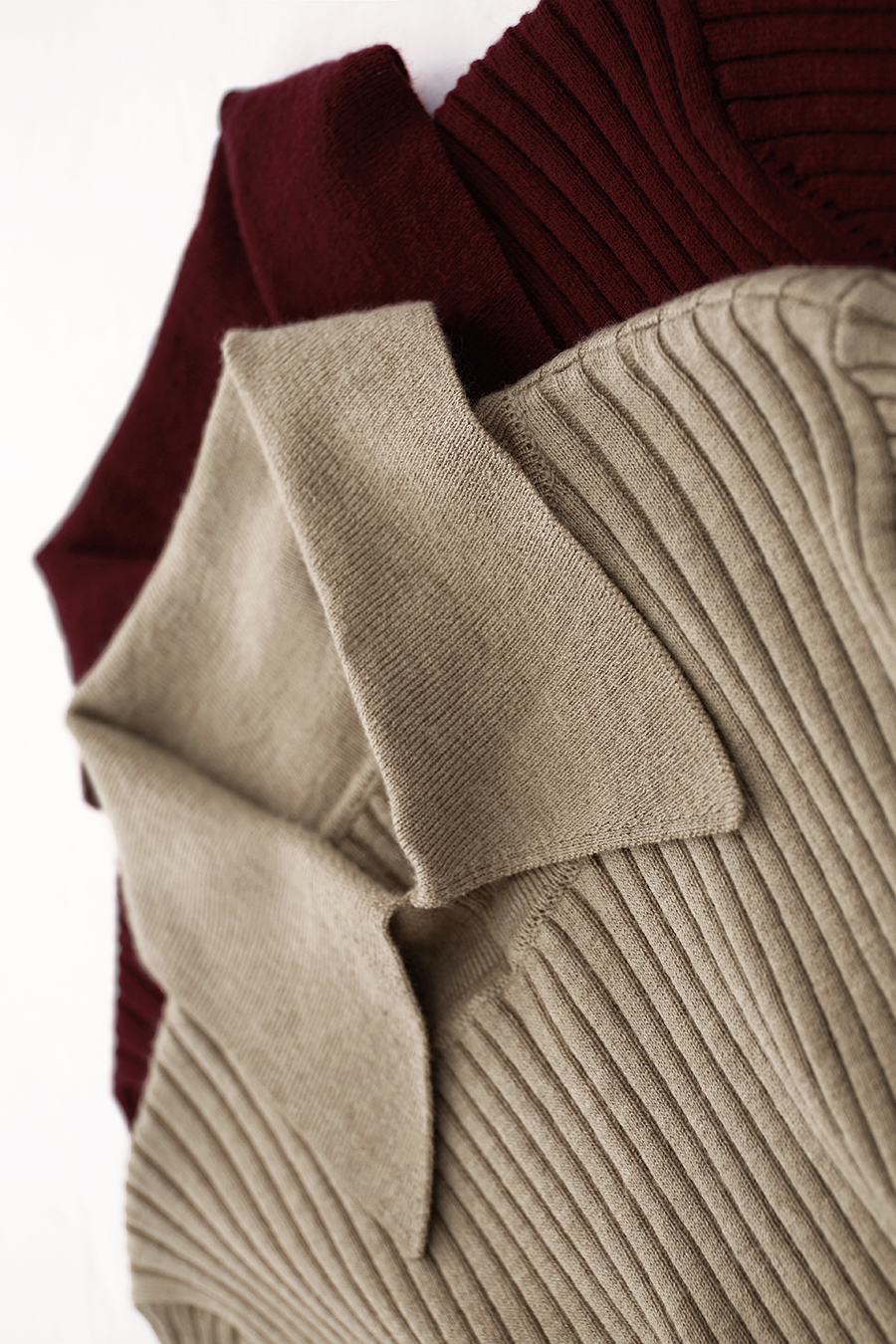 Lapel Ribbed Sweater|AMII-AMII.com