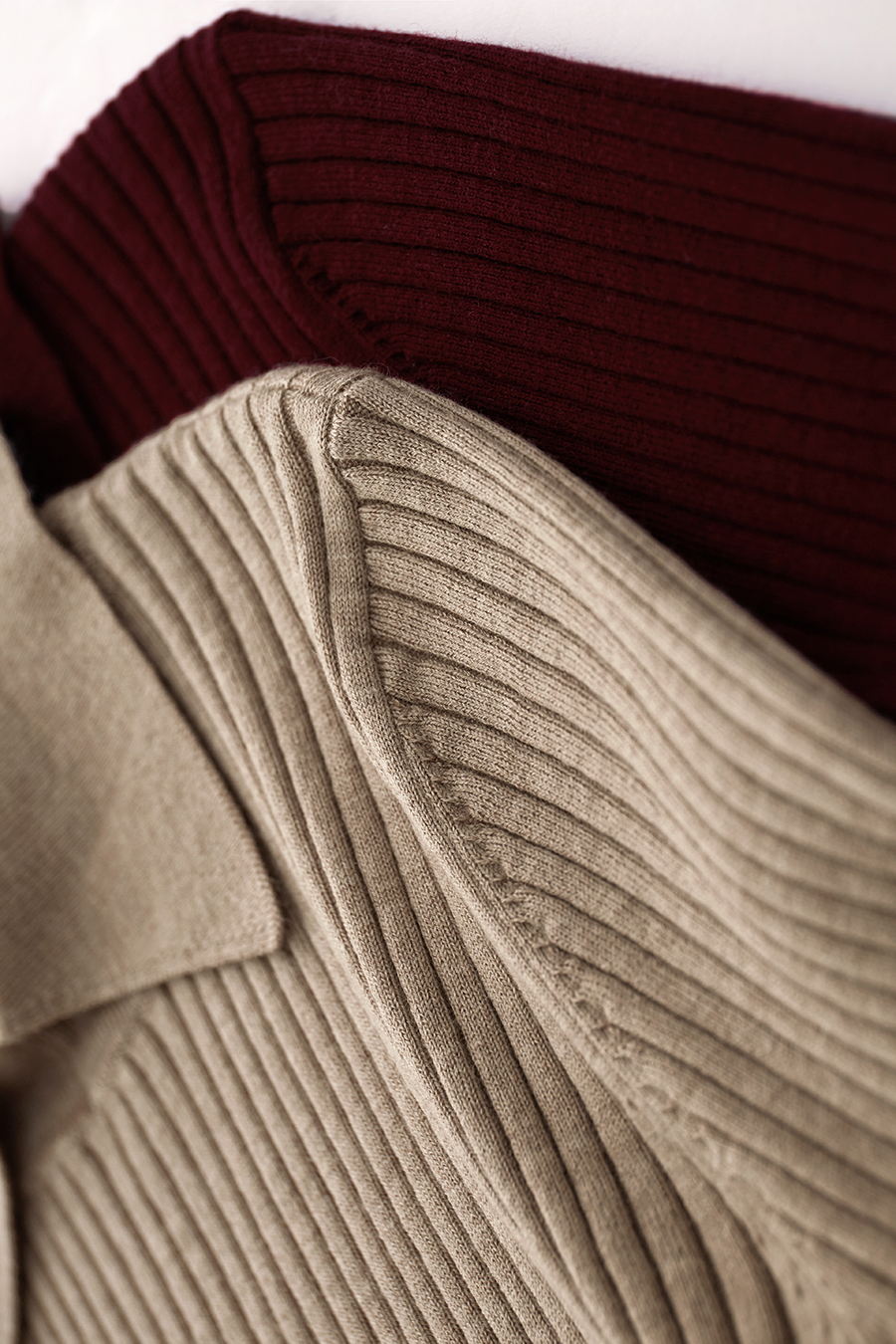 Lapel Ribbed Sweater|AMII-AMII.com