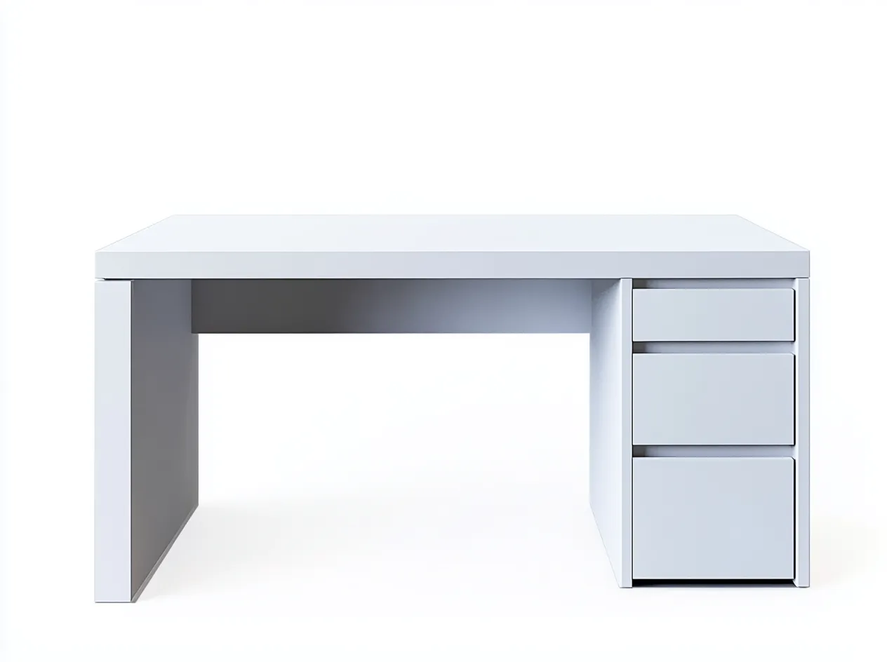 Bureau traditionnel en panneau MDF 130x60x75 cm - blanc - avec espace de rangement - design moderne épuré-Loftilo