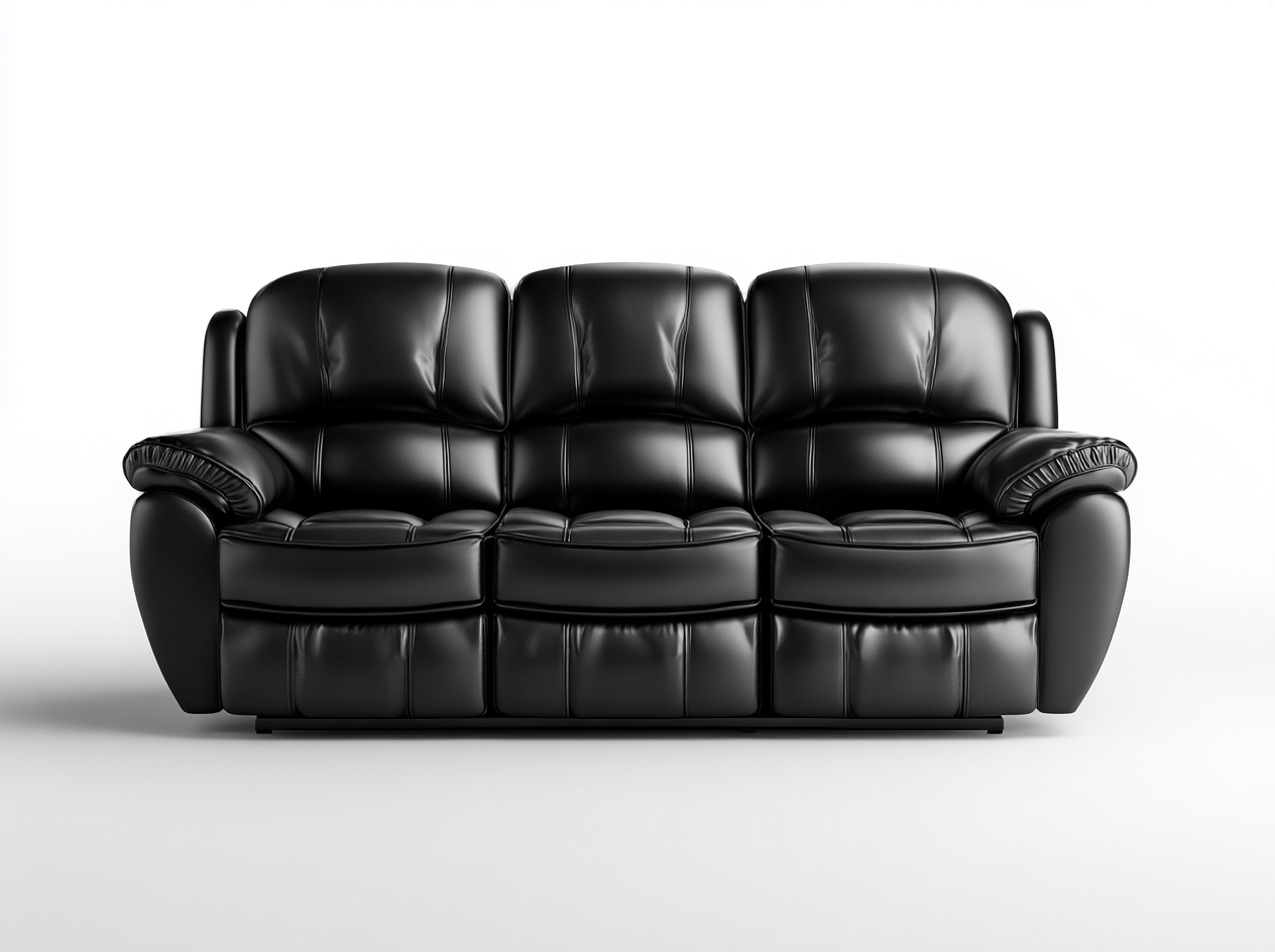 Canapé trois places en cuir synthétique 210x95x95 cm - noir - avec fonction réglable et design moderne-Loftilo