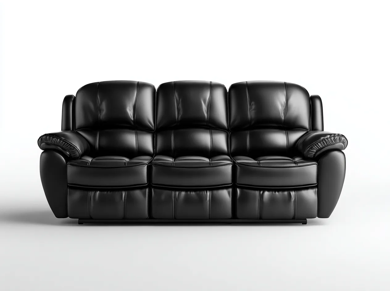 Canapé trois places en cuir synthétique 210x95x95 cm - noir - avec fonction réglable et design moderne-Loftilo