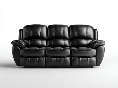 Canapé trois places en cuir synthétique 210x95x95 cm - noir - avec fonction réglable et design moderne-Loftilo
