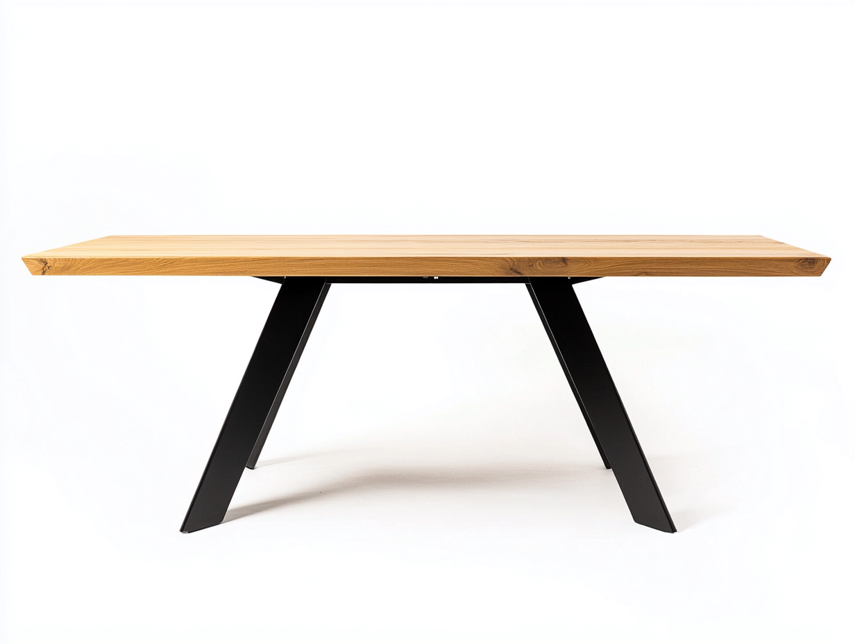 Table à manger rectangulaire 180x90x75 cm - bois naturel et piétement métal noir - style contemporain-Loftilo