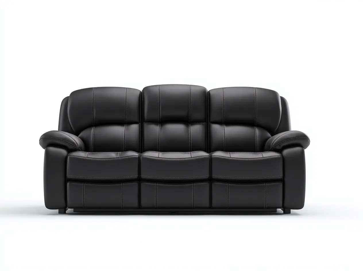 Canapé 3 places en cuir noir 200x95x95 cm - design moderne - assise profonde et dossier ergonomique-Loftilo
