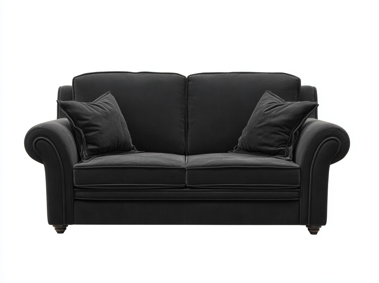 Canapé 2 places en tissu noir 160x90x85 cm - style classique - assise confortable et dossier moelleux-Loftilo