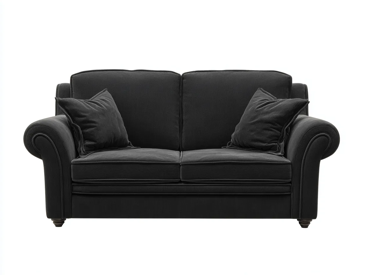 Canapé 2 places en tissu noir 160x90x85 cm - style classique - assise confortable et dossier moelleux-Loftilo
