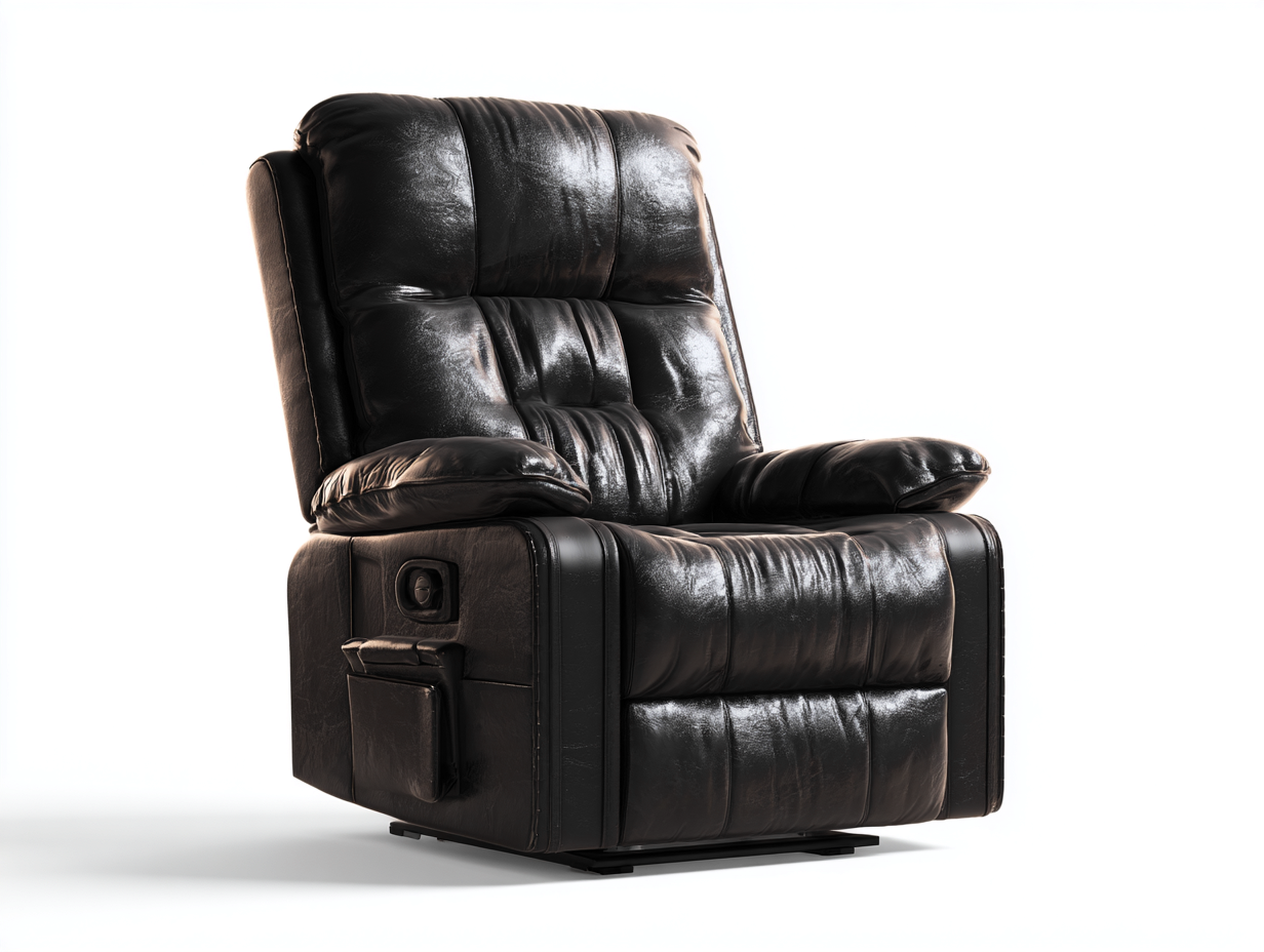 Fauteuil relax électrique en cuir véritable noir 90x95x110 cm - dossier inclinable - confort ergonomique-Loftilo