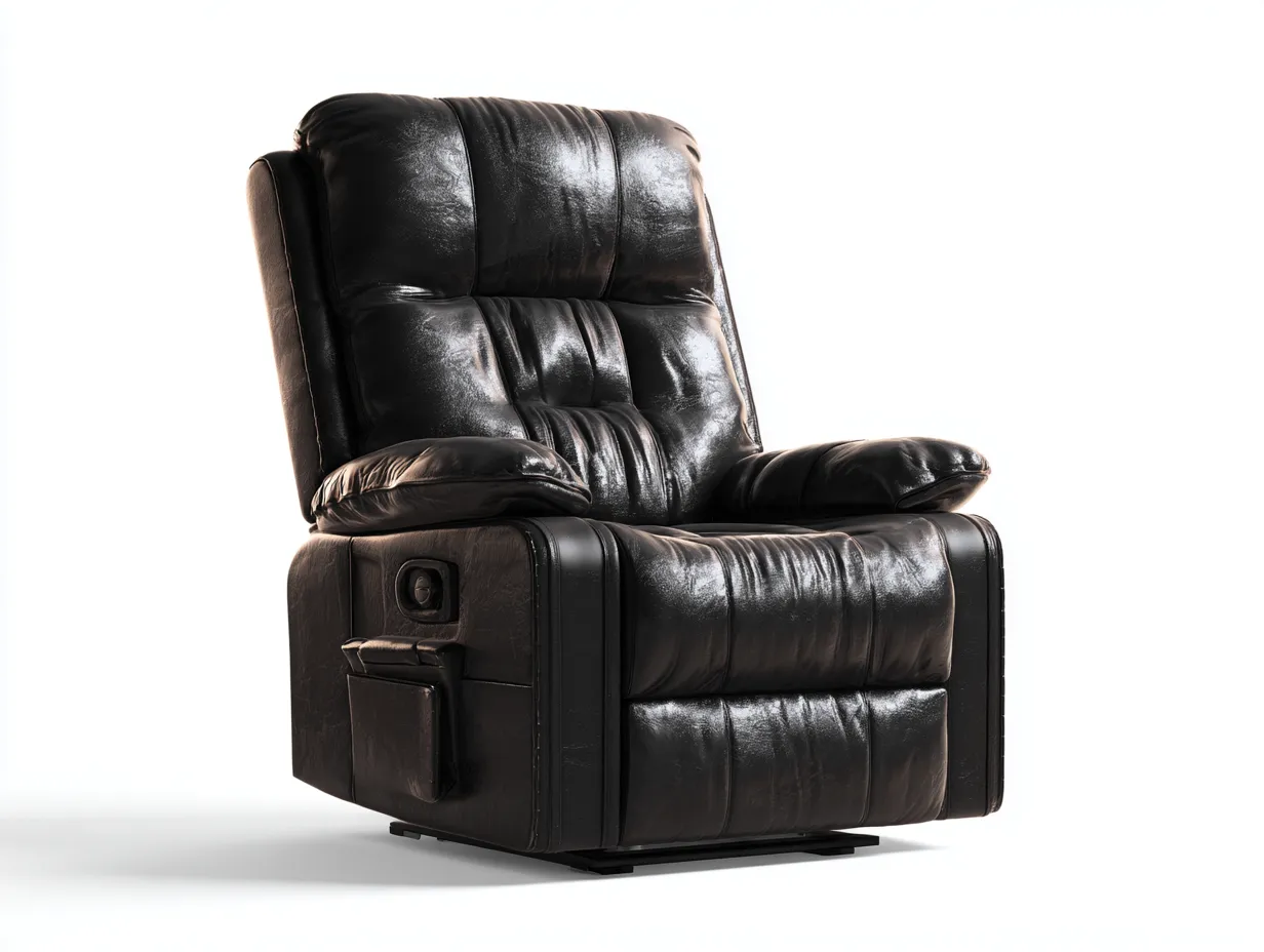 Fauteuil relax électrique en cuir véritable noir 90x95x110 cm - dossier inclinable - confort ergonomique-Loftilo