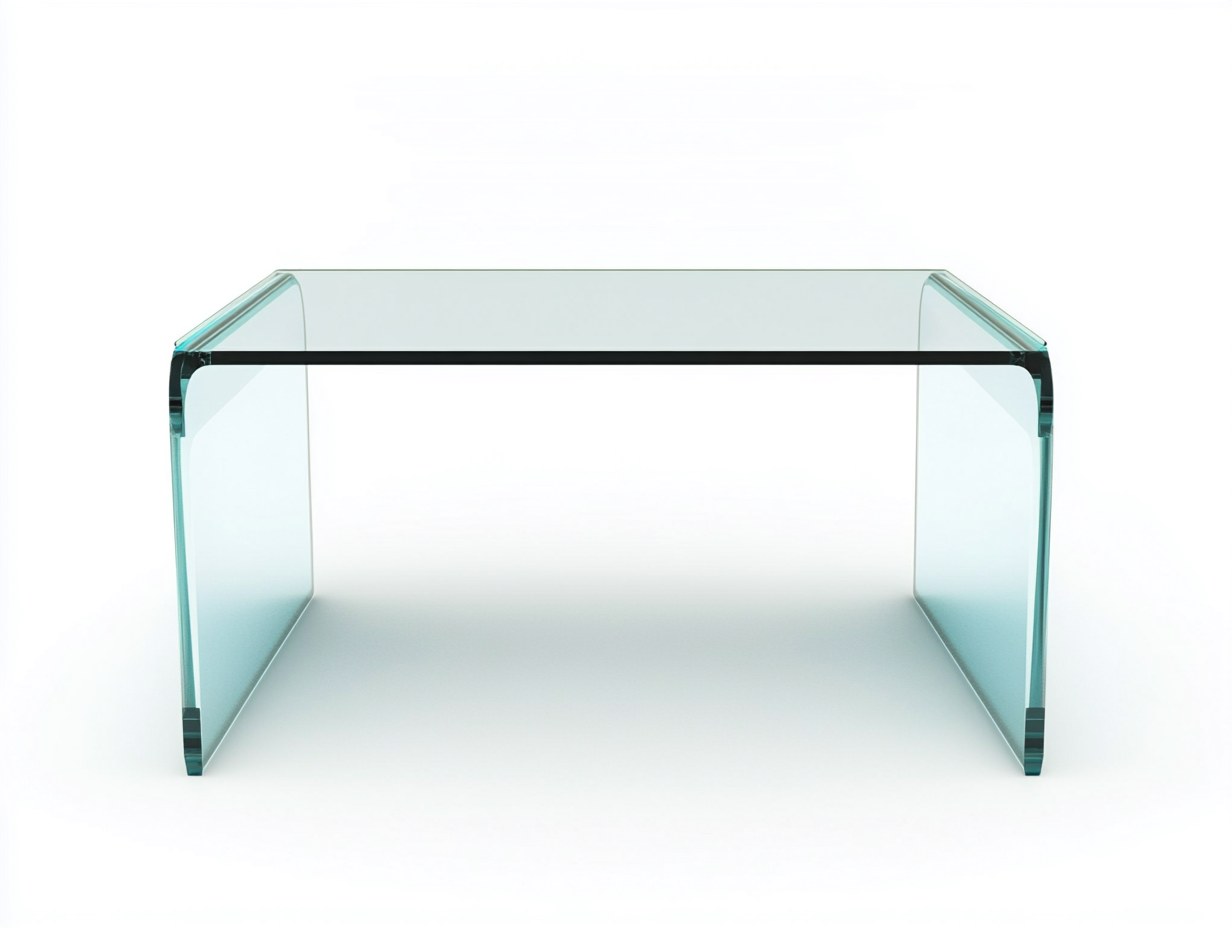 Table basse en verre courbé 110x55x42 cm - transparent - design moderne épuré-Loftilo