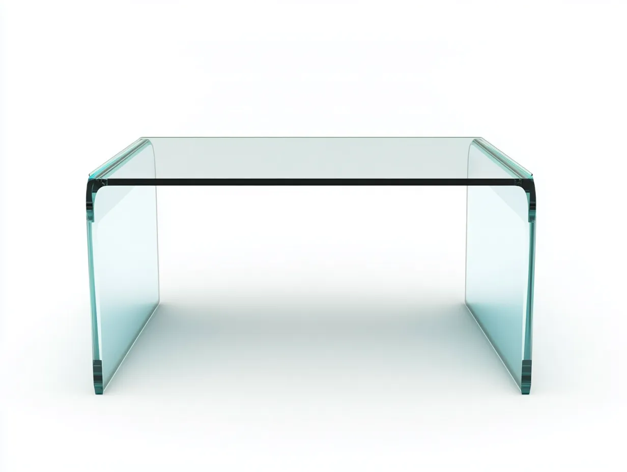 Table basse en verre courbé 110x55x42 cm - transparent - design moderne épuré-Loftilo