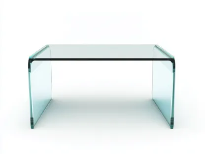Table basse en verre courbé 110x55x42 cm - transparent - design moderne épuré-Loftilo