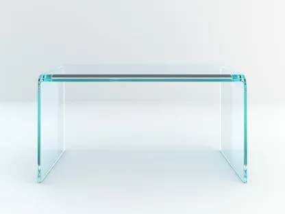 Table basse en verre courbé 115x60x43 cm - transparent - design contemporain intégral en verre-Loftilo