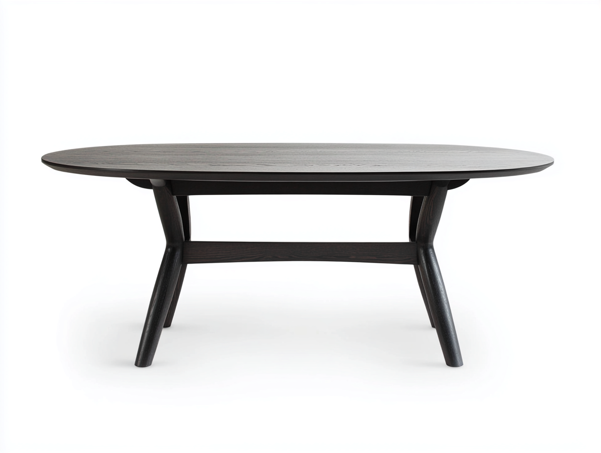 Table à manger ovale en bois massif 160x95x75 cm - noir - design contemporain-Loftilo
