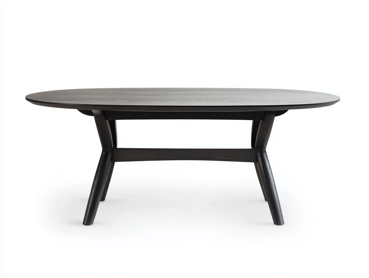 Table à manger ovale en bois massif 160x95x75 cm - noir - design contemporain-Loftilo