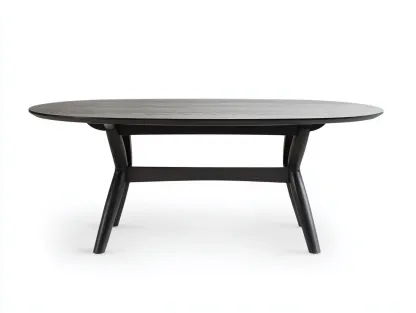 Table à manger ovale en bois massif 160x95x75 cm - noir - design contemporain-Loftilo
