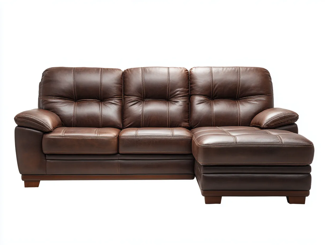 Canapé d'angle en cuir véritable 250x160x95 cm - brun foncé - design contemporain et confort élégant-Loftilo