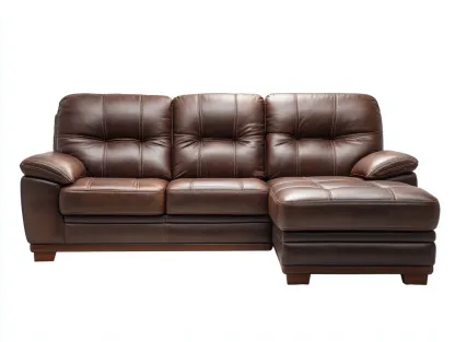 Canapé d'angle en cuir véritable 250x160x95 cm - brun foncé - design contemporain et confort élégant-Loftilo