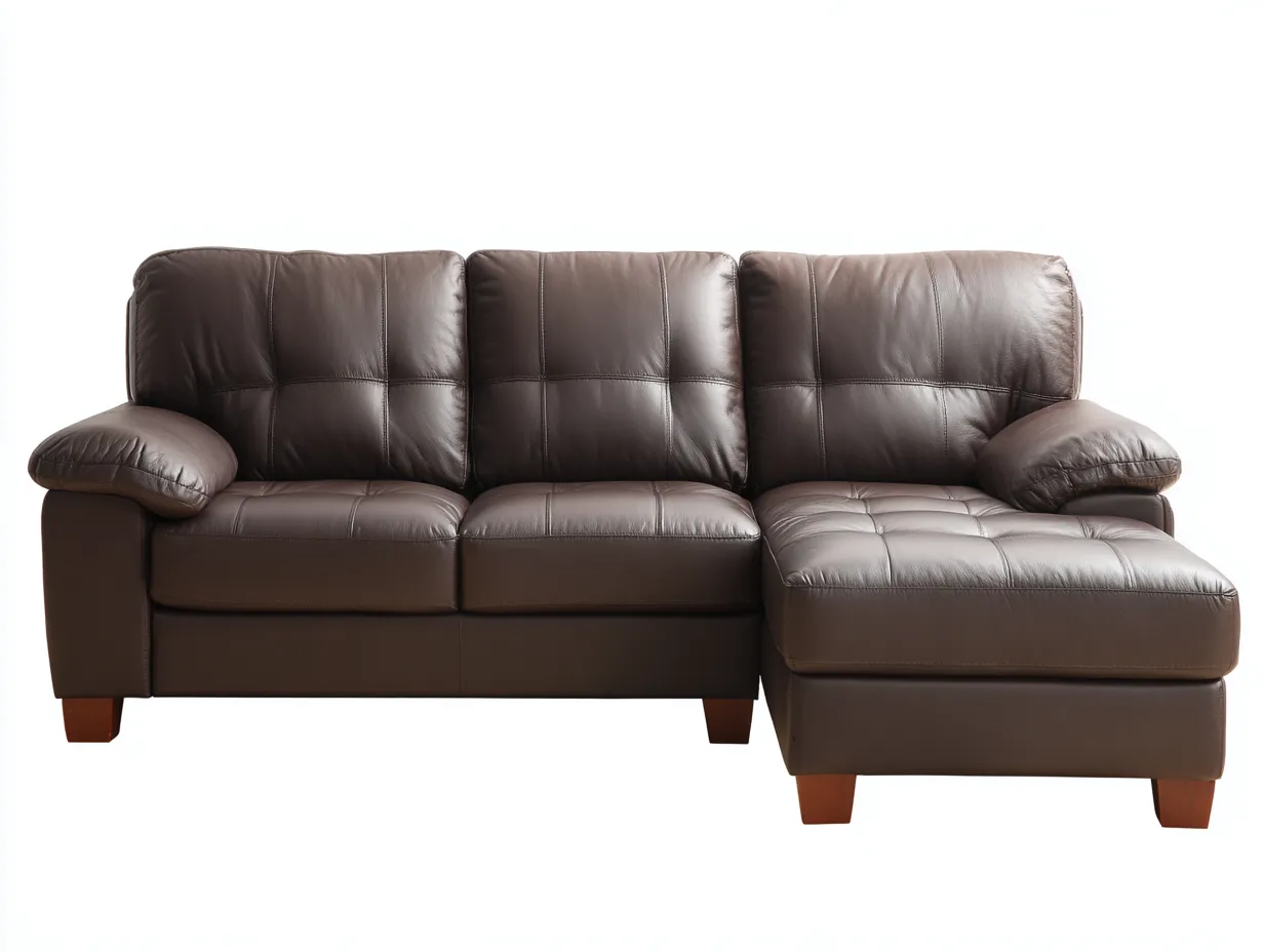 Canapé d'angle en cuir marron 250x165x90 cm - design contemporain et confort optimal-Loftilo