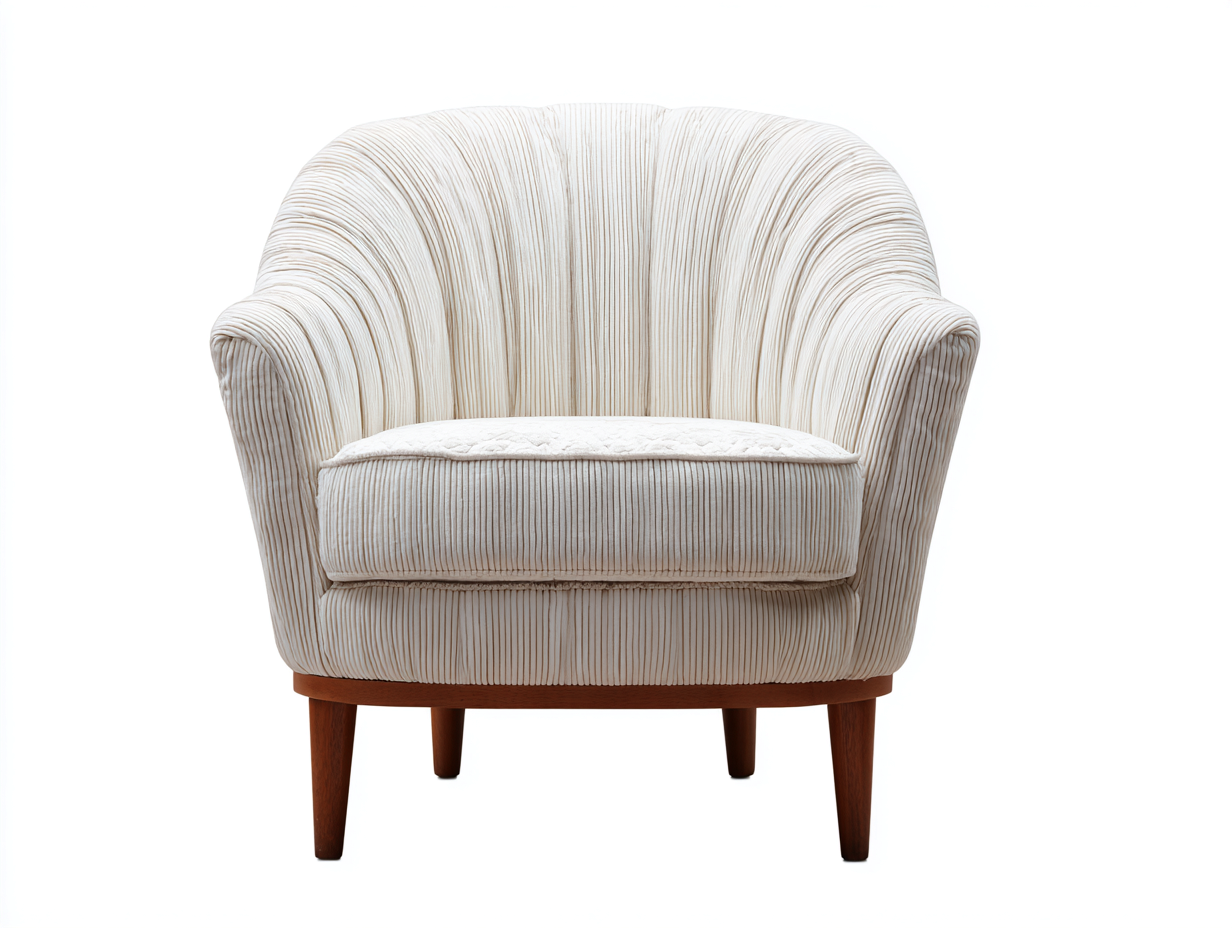 Fauteuil en velours côtelé blanc cassé 88x86x94 cm - design courbé et raffiné-Loftilo