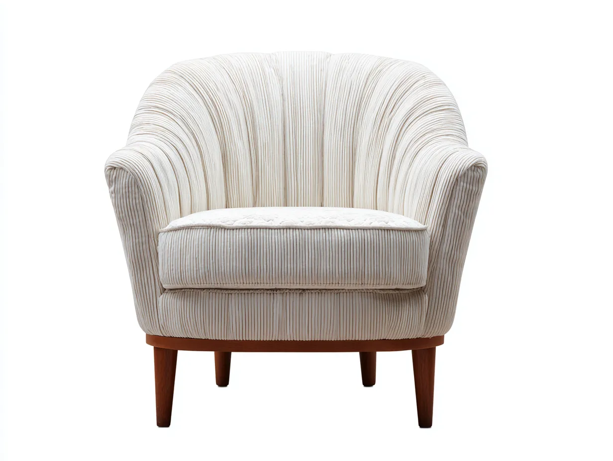 Fauteuil en velours côtelé blanc cassé 88x86x94 cm - design courbé et raffiné-Loftilo