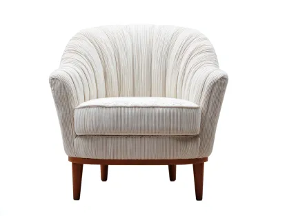 Fauteuil en velours côtelé blanc cassé 88x86x94 cm - design courbé et raffiné-Loftilo