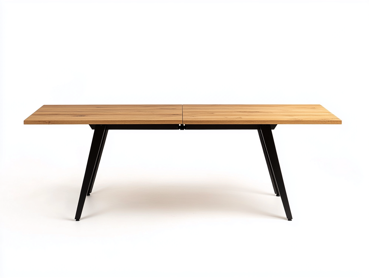 Table à manger rectangulaire en bois et métal 190x90x76 cm - chêne clair/noir - design contemporain-Loftilo
