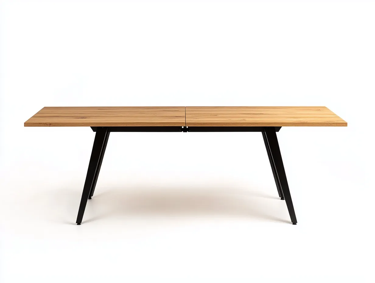 Table à manger rectangulaire en bois et métal 190x90x76 cm - chêne clair/noir - design contemporain-Loftilo
