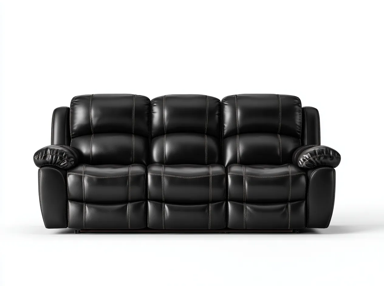 Canapé 3 places en cuir noir 210x95x100 cm - style moderne avec fonction inclinable-Loftilo