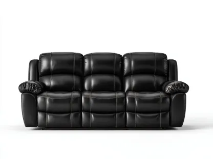 Canapé 3 places en cuir noir 210x95x100 cm - style moderne avec fonction inclinable-Loftilo