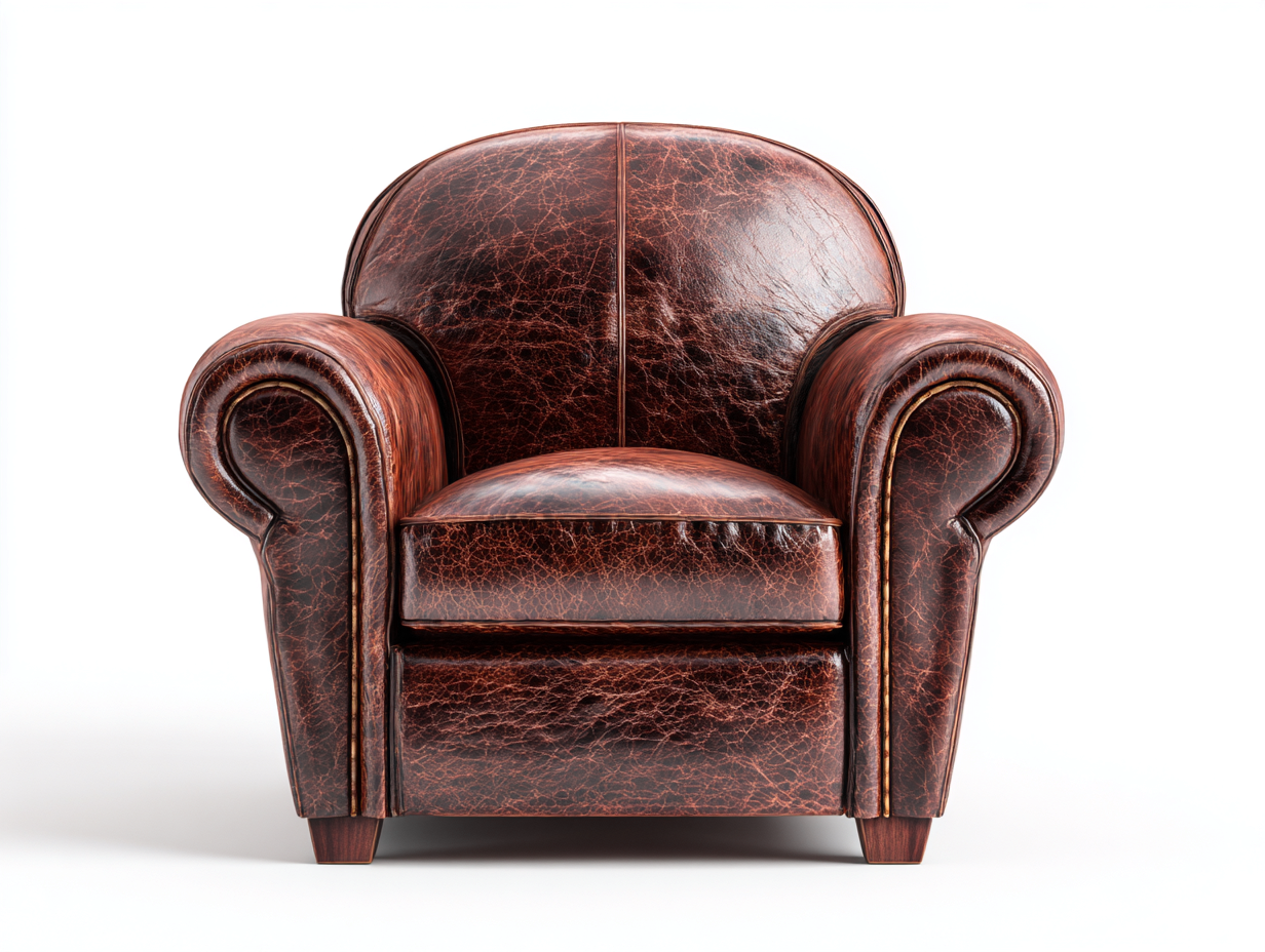 Fauteuil club en cuir véritable 92x88x84 cm - brun foncé - design classique à accoudoirs arrondis-Loftilo