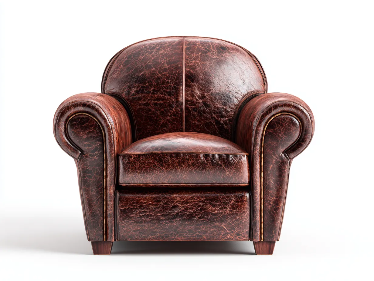 Fauteuil club en cuir véritable 92x88x84 cm - brun foncé - design classique à accoudoirs arrondis-Loftilo