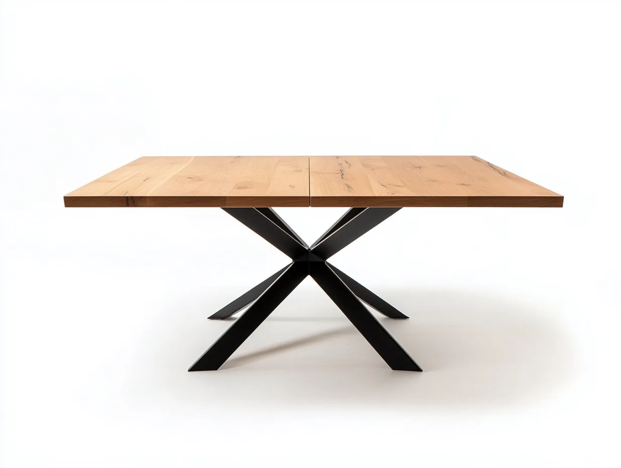 Table à manger rectangulaire bois et métal 160x90x75 cm - chêne clair/noir - design industriel moderne-Loftilo