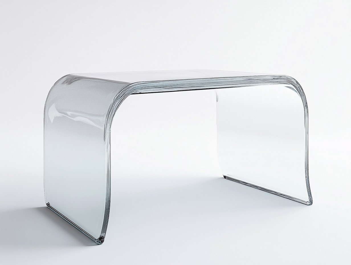 Table basse en verre courbé 100x60x43 cm - transparent - design minimaliste monobloc-Loftilo