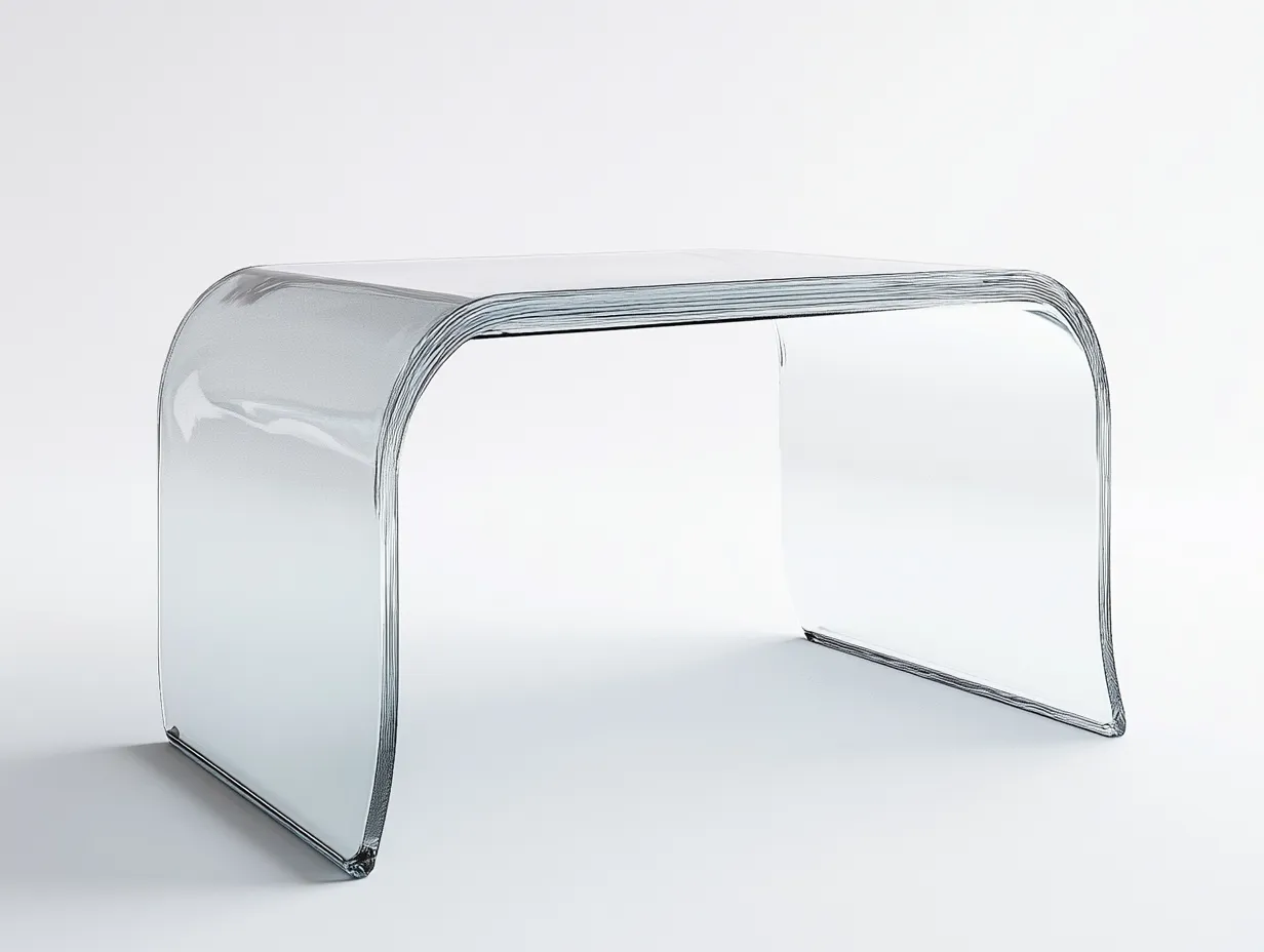 Table basse en verre courbé 100x60x43 cm - transparent - design minimaliste monobloc-Loftilo