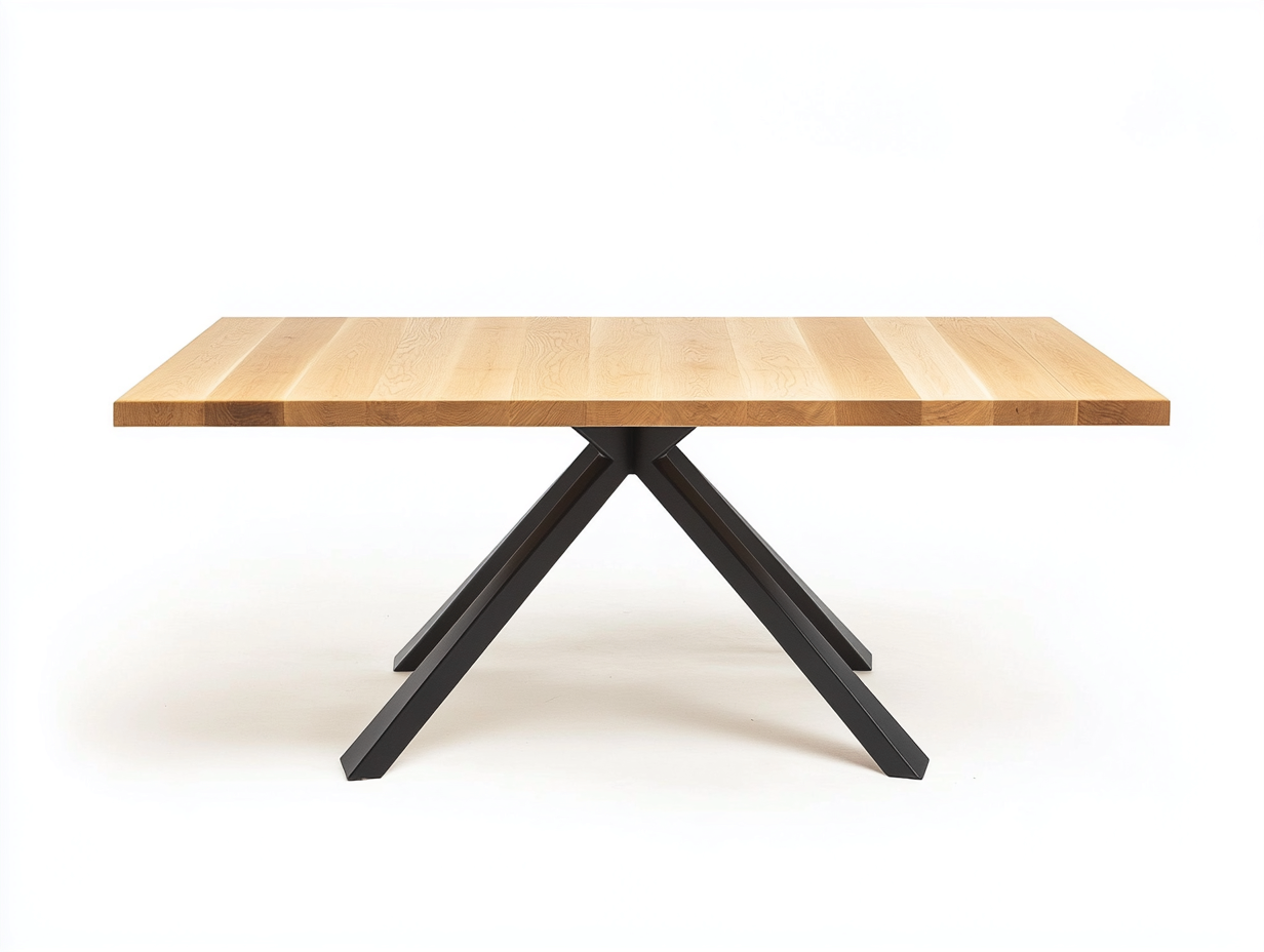 Table à manger rectangulaire en bois et métal 160x90x76 cm - chêne clair/noir - design industriel-Loftilo