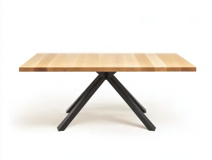 Table à manger rectangulaire en bois et métal 160x90x76 cm - chêne clair/noir - design industriel-Loftilo