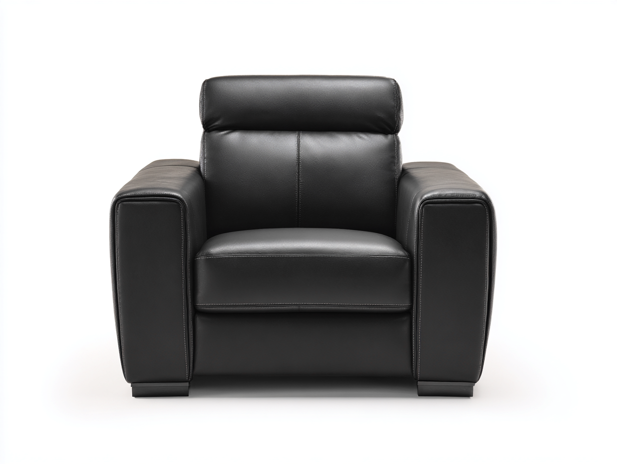 Fauteuil en cuir noir - 95x95x95 cm - style moderne avec assise rembourrée et dossier ergonomique-Loftilo