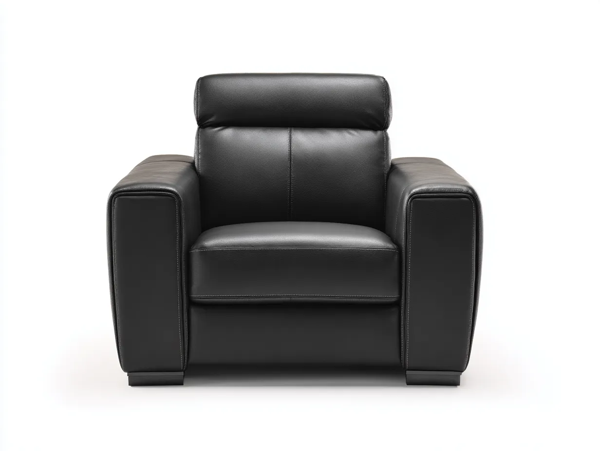 Fauteuil en cuir noir - 95x95x95 cm - style moderne avec assise rembourrée et dossier ergonomique-Loftilo