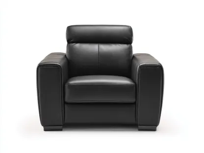 Fauteuil en cuir noir - 95x95x95 cm - style moderne avec assise rembourrée et dossier ergonomique-Loftilo