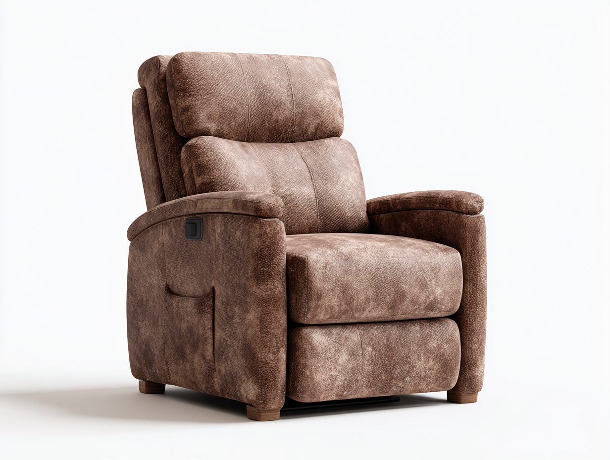 Fauteuil inclinable en similicuir brun - 90x95x105 cm - avec fonction réglable ergonomique-Loftilo