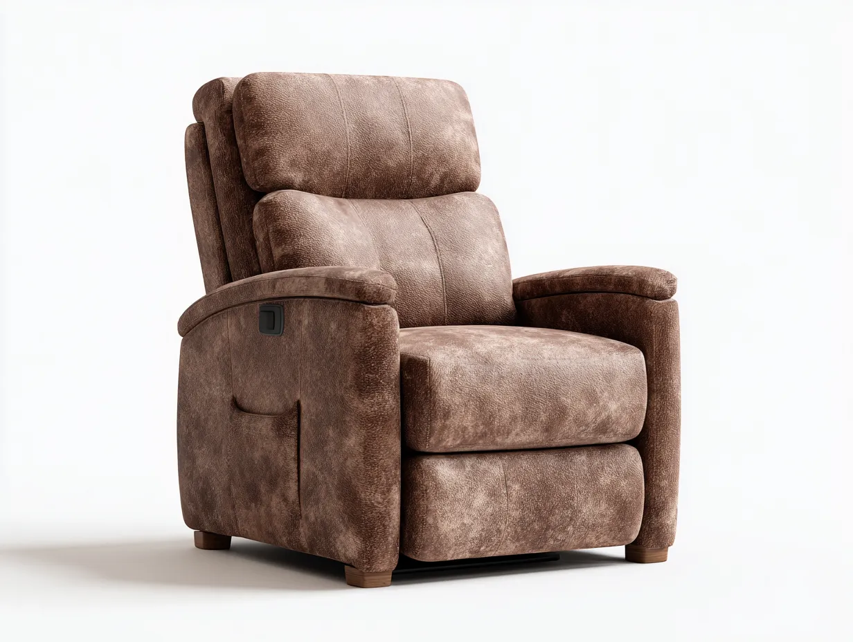 Fauteuil inclinable en similicuir brun - 90x95x105 cm - avec fonction réglable ergonomique-Loftilo