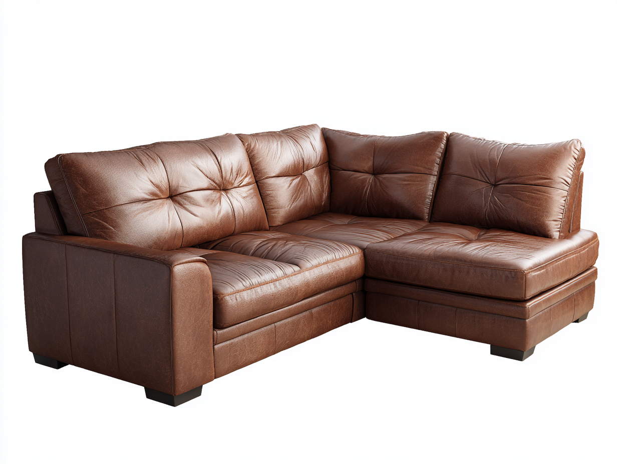 Canapé d'angle en cuir marron 250x180x90 cm - design contemporain et confort haut de gamme-Loftilo