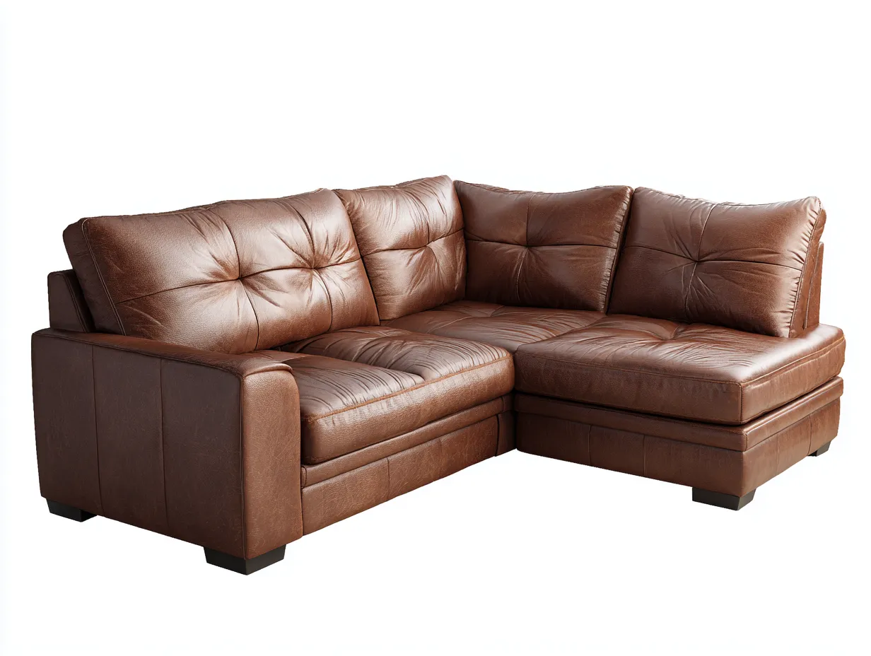 Canapé d'angle en cuir marron 250x180x90 cm - design contemporain et confort haut de gamme-Loftilo
