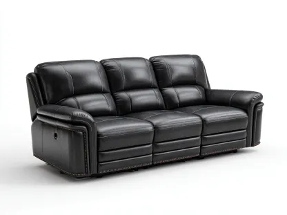 Canapé 3 places en cuir noir 210x95x95 cm - design contemporain et relaxation supérieure-Loftilo